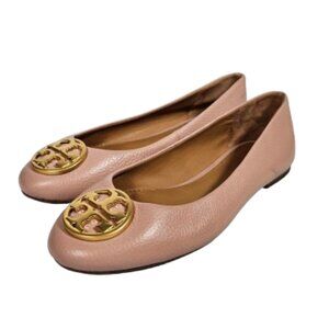 Tory Burch Chelsea Seashell Pink Flats Women's Size 5.5 Leather Loafers Shoes